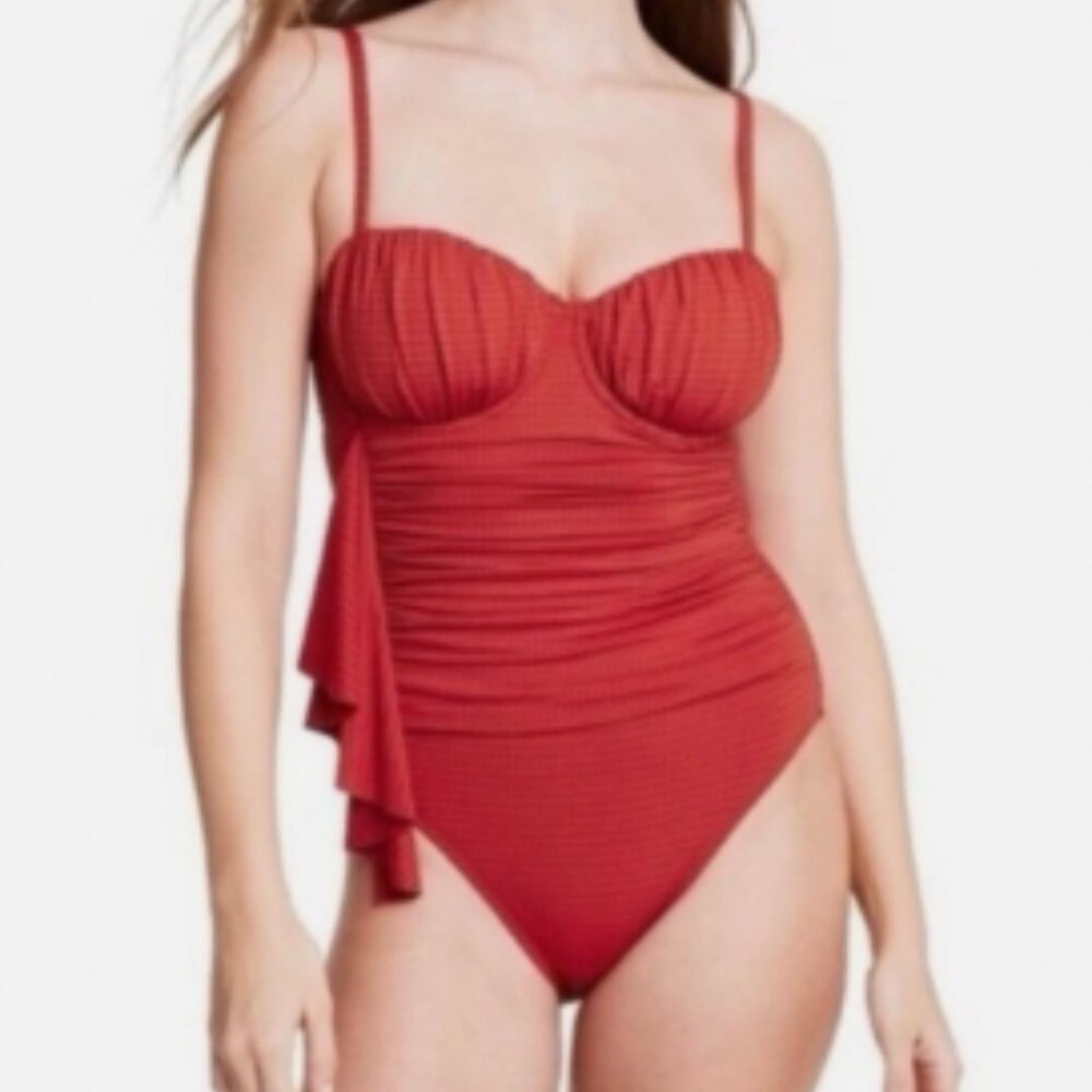 Embossed Dot Ruffle Medium Coverage One Piece Swimsuit - RHODE X Target, 1X